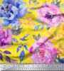Soimoi Japan Crepe Satin Fabric Leaves & Peony Flower Print Fabric by the Metre 42 Inch