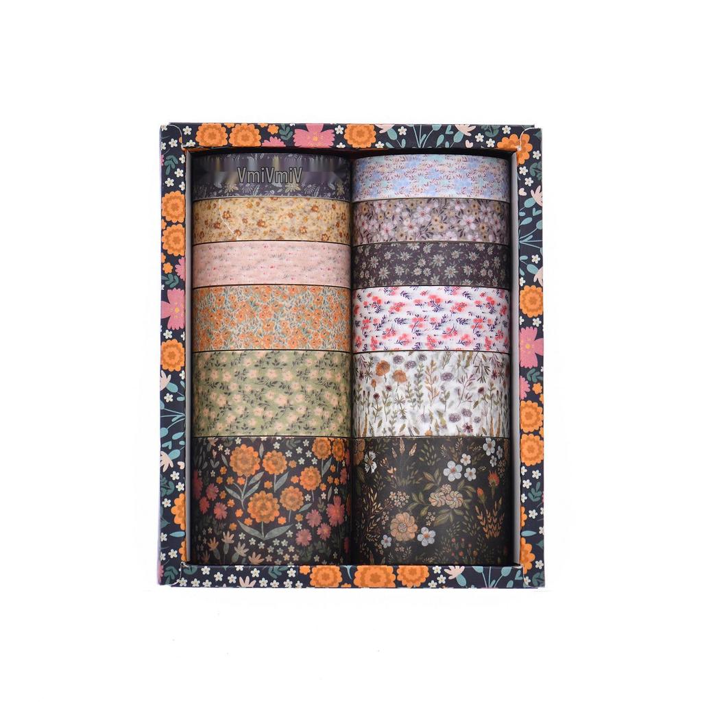 Retro Style Flower Bloom Planner & Decorative Washi Tape Gift Set