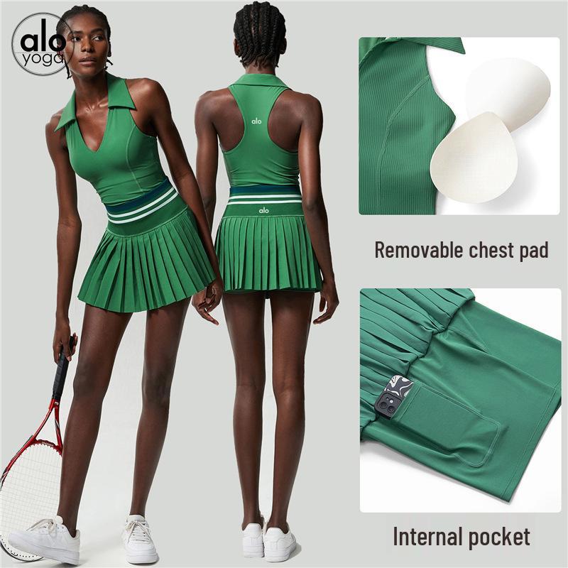 Комплект: плиссированная юбка Alo Golf и топ-майка для йоги без рукавов - Летняя одежда для женщин M