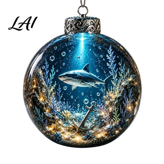 Ocean Inspired Bedroom Wall Decorations Animal Christmas Ball Ornament 3D Marine Life Hanging Decoration Underwater Sphere Ornaments Beach