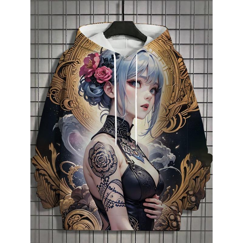 Autumn and Winter Men's Sports Hoodies Unisex 3D Printing HD Anime Girl Printing Hoodies Harajuku Fashion Pullovers