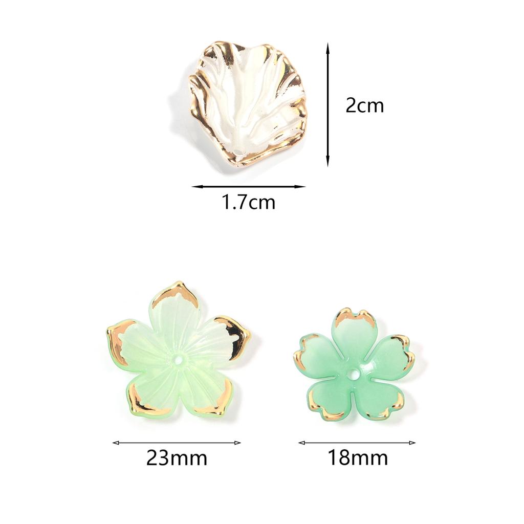 50Pcs Resin Petal Beads Color Gold Edge Acrylic Flower Charm Bead for DIY Earring Bracelet Necklace Jewelry Making Accessories