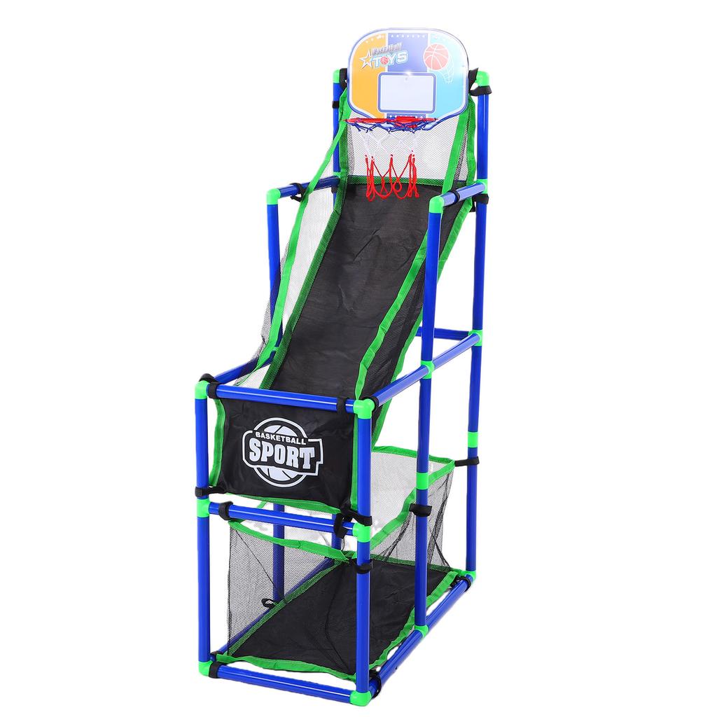 Basketball Game Set Easy Set Up Plastic Basketball Hoop with 4 Balls Air Pump for Indoor Outdoor