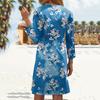 Women's Fashionable V-Neck Button Seven Part Cuff Pocket Floral Dress