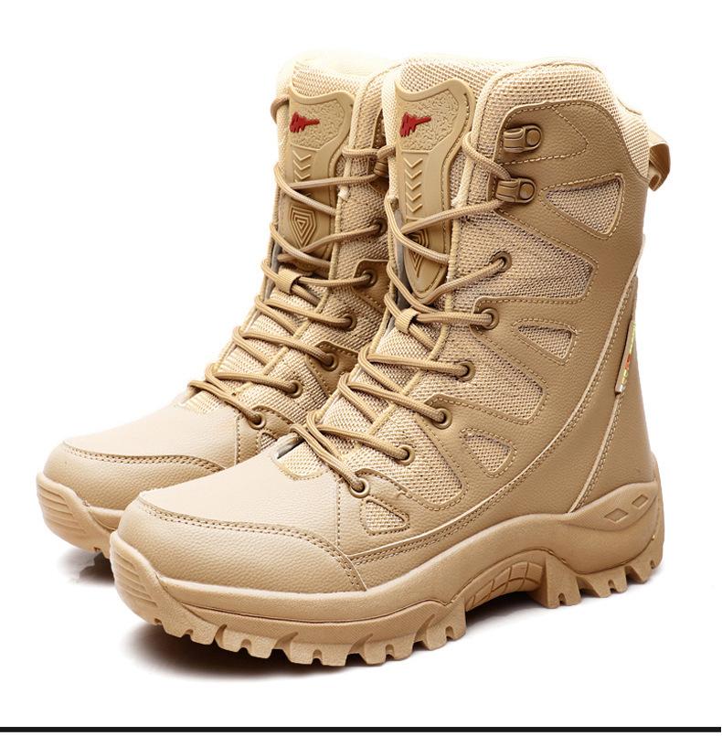 

High top velvet thickened hiking snow boots new large size wear-resistant comfortable military boots combat boots 46