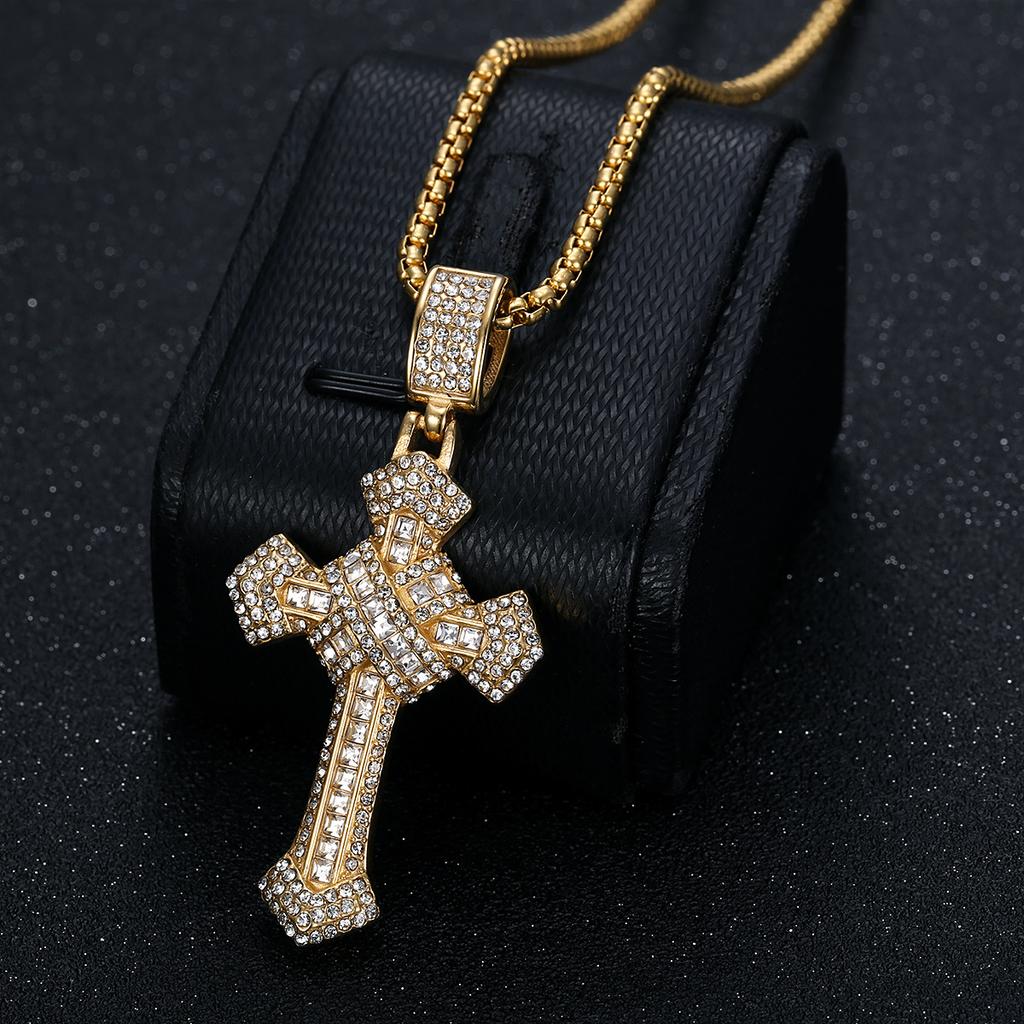2026 Jewelry Fashion Trend Inlaid Zircon Cross Pendant Necklace for Men's Exquisite Jewelry Necklace