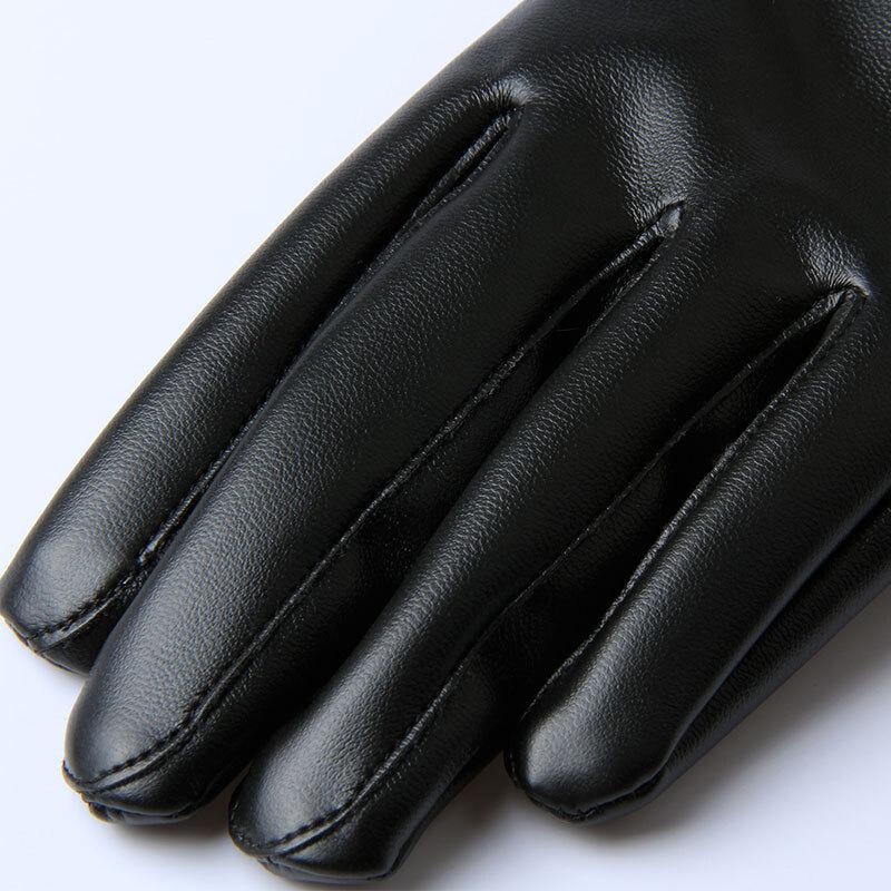 Hengyuanxiang Women's Winter Touchscreen Fleece Leather Gloves