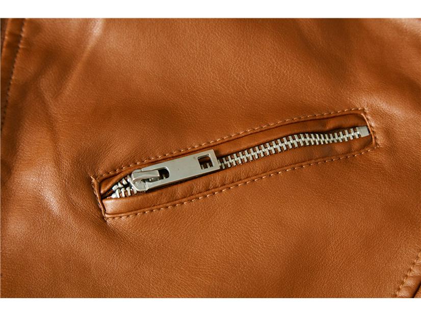 Męska kurtka motocyklowa ze skóry PU - Jednolity kolor, Dostępna w wielu kolorach, Z podszewką z pluszu na jesień i zimę.