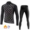 Winter Thermal Fleece Long Sleeve Cycling Jersey Set Bib Pants Ropa Ciclismo Bicycle Clothing MTB Bike Men Pro Team Suit