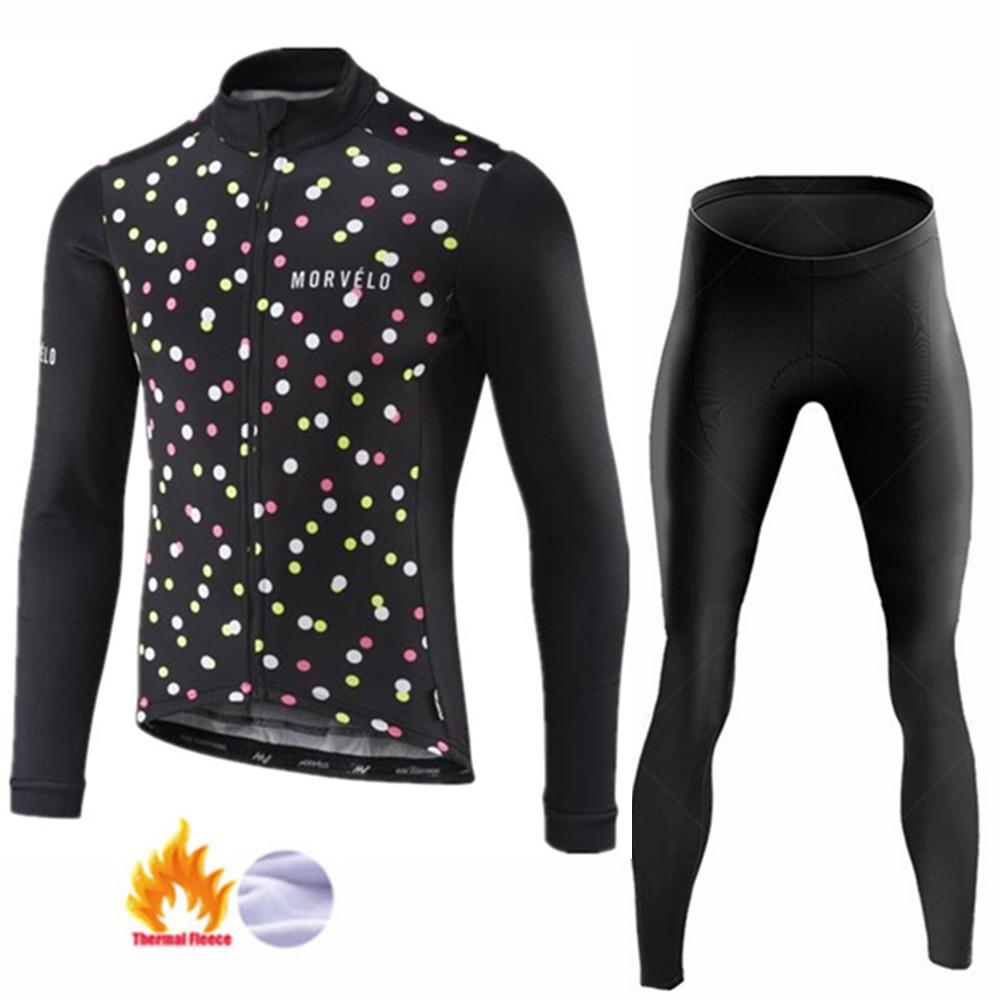 Winter Thermal Fleece Long Sleeve Cycling Jersey Set Bib Pants Ropa Ciclismo Bicycle Clothing MTB Bike Men Pro Team Suit