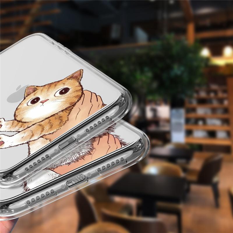 Cute Cat Phone Case For iPhone 13 12 11 Pro Max X XR XS Max 7 8 6 6s Plus 12 13 Mini 5 5S SE2020 Soft TPU Transparent Back Cover