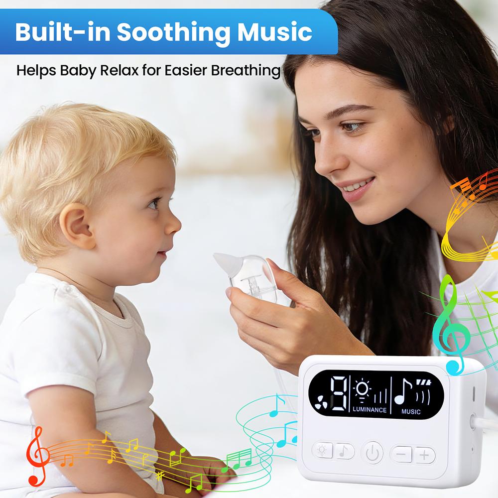 Electric Baby Nasal Aspirator Rechargeable Nose Cleaner with Built-In Music Comfortable Infant Booger Sucker