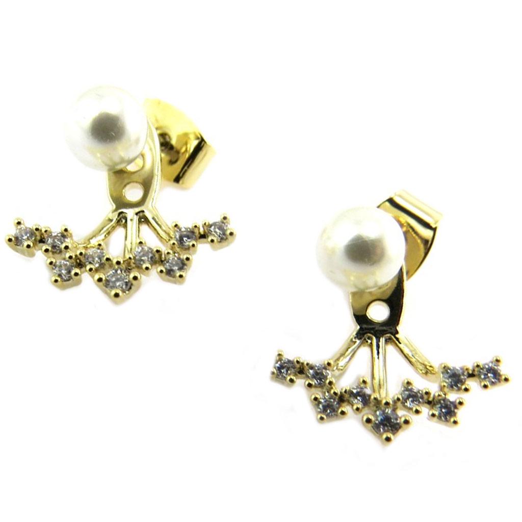 7bis [P8277] - Kolczyki 'Sissi' ręcznie robione w kolorze złotym i kości słoniowej - 15x13 mm