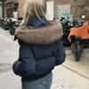 Herbst Winter Pelzkragen Baumwollmantel Warm Verdicken Kapuzen Baumwollwattierte Jacke Damen Kurz Parkas Oberbekleidung