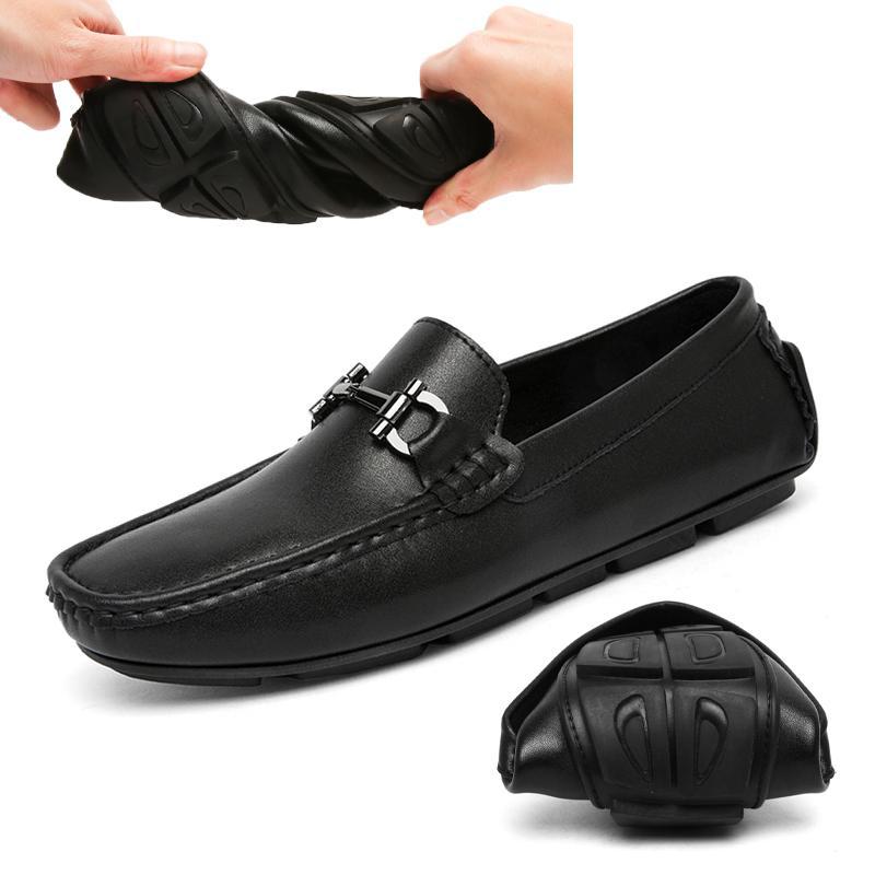 

Полностью кожаные мягкие туфли-бини мужские с металлической пряжкой белые кожаные туфли модные тонкие с мягкой подошвой дышащие туфли для вождения туфли для обучения вождению 38 чёрный