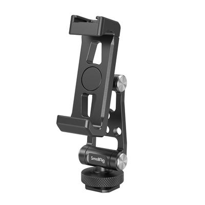 SmallRig Smartphone Holder Aluminum Rotation Cold Shoe Head Angle Adjustment with Screw Hole Stick Holder for Live Interview Compatible with iPhone 15