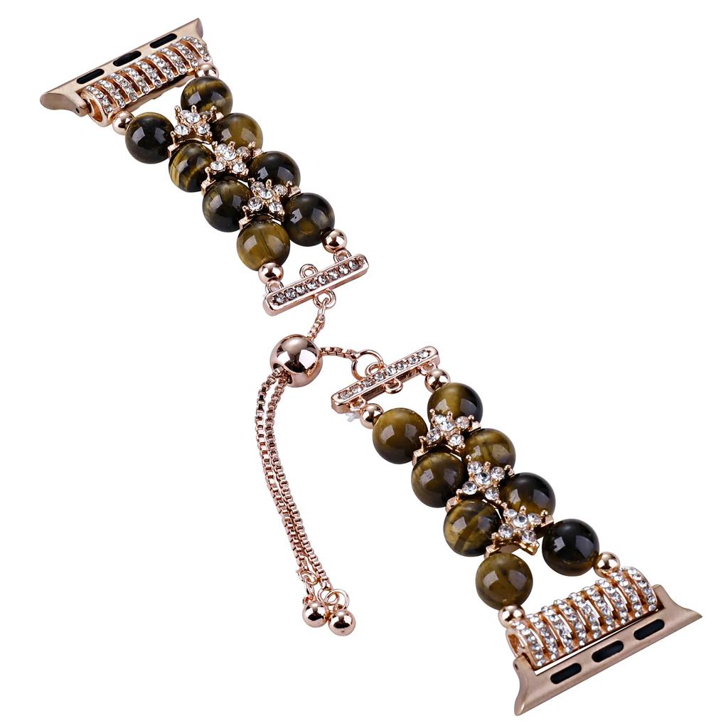 Watchband Pearl Strap For Apple Watch Band Ultra 49mm Agate Beaded Jewelry Bracelet For Iwatch Series 9 8 7 6 SE 5 4 3 44mm 40mm 45mm 41mm