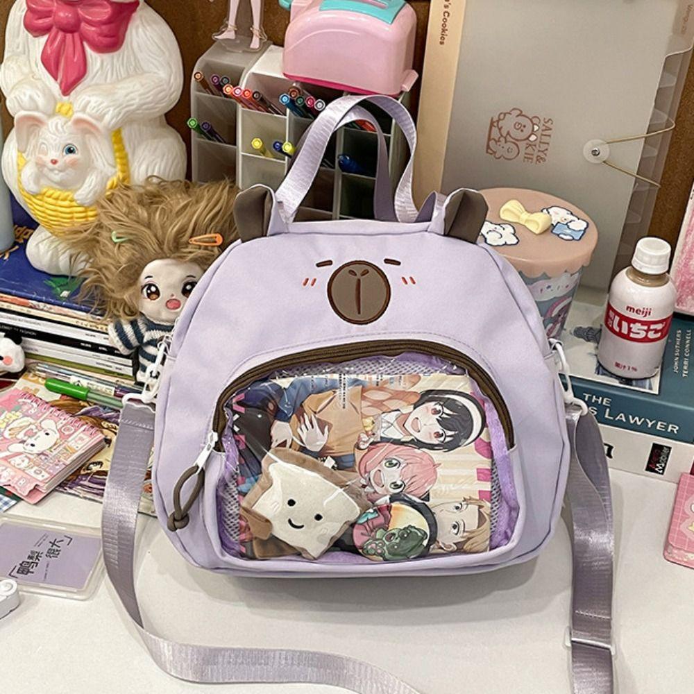 Harajuku Capybara Shoulder Bag Large Capacity Canvas Tote Bag Portable Transparent Itabag Daily