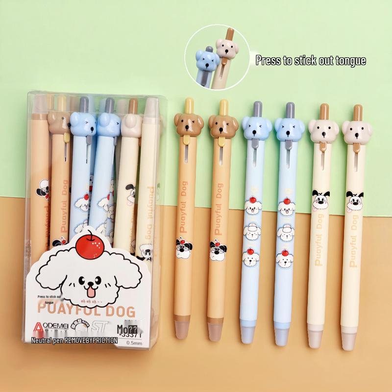 Thick Barrel Erasable Click Pen 0.5mm Bullet Tip, Blue/Black