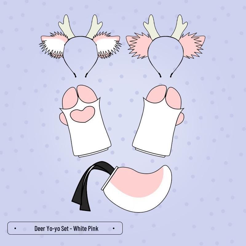 Plush Deer Antler Headband with Animal Ears - Cute Christmas Cosplay Hair Accessory for Women