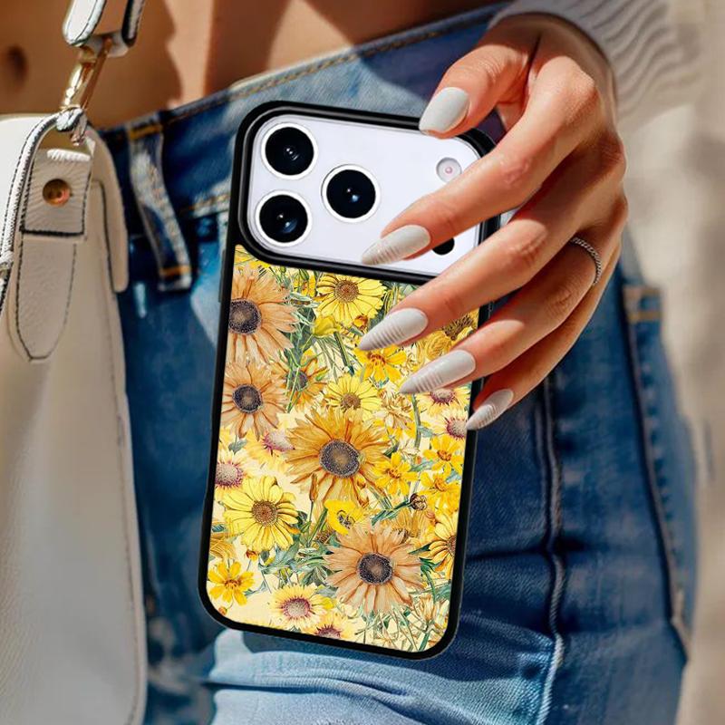 Beautiful Yellow Sunflower Soft Phone Case For iPhone 17 Air 14 15 13 12 Max Cover For Apple 14 15 16 16e 11 Pro Max Plus Coque