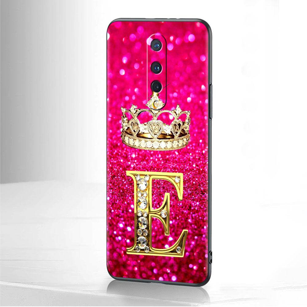 

Противоударный чехол для OnePlus Nord 2 5G 10 9 7 8 Pro 8T для Oppo A53 A16 A15, черный силиконовый чехол с бриллиантовой короной и буквой A Oppo A15(A15s)