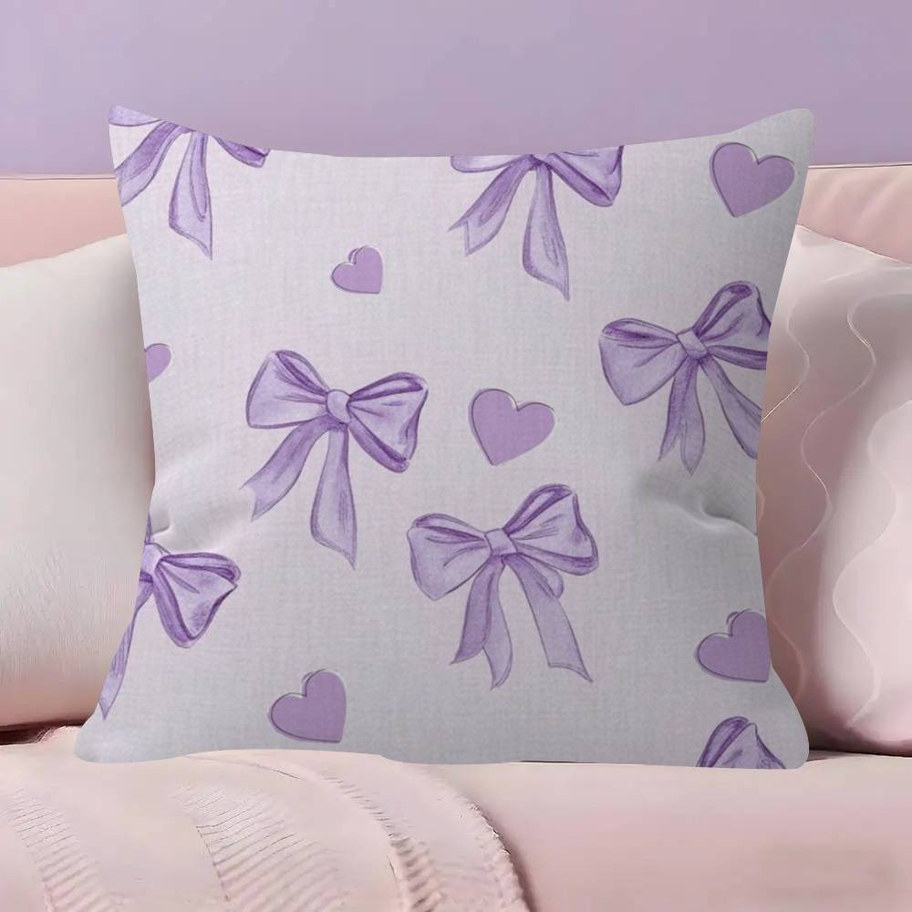 BEAUTY Purple Bow  Personalized Pillow Dust Cover Bedroom Kids Party Decoration Pillowcase Birthday Children Gift
