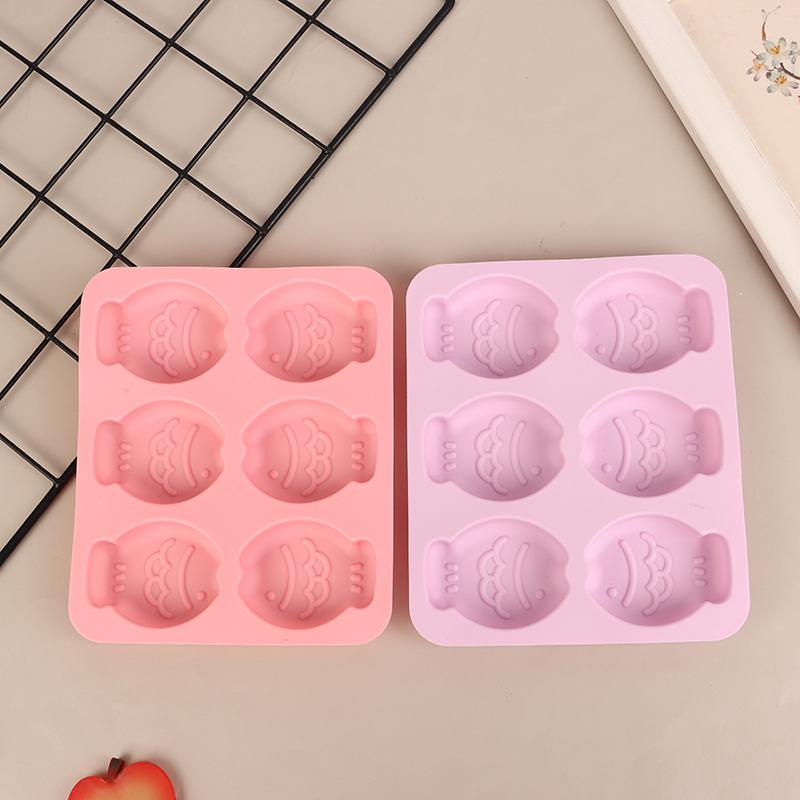 6 Holes Cartoon Small Fish Silicone Cake Mold Handmade Soap Mold Diy Chocolate Pudding Jelly Fondant Baking Cake Decorating Tool