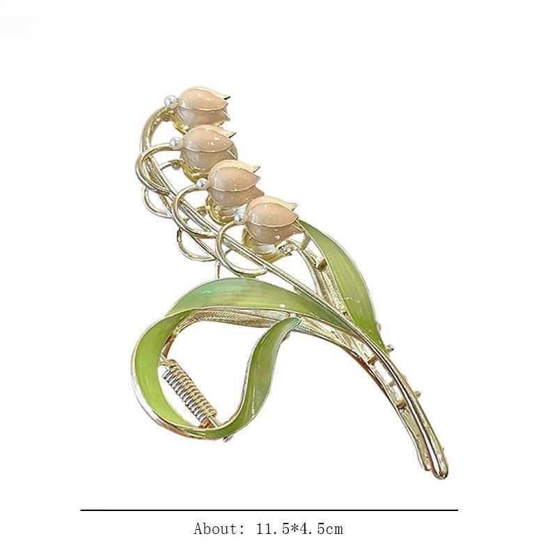 Elegantní tulipánové drápky do vlasů Pokrývka hlavy pro ženy Dívky Trendy cop do culíku Spona na dráp Ornament Bell Orchidej Vlasové doplňky Pokrývky hlavy Diadém