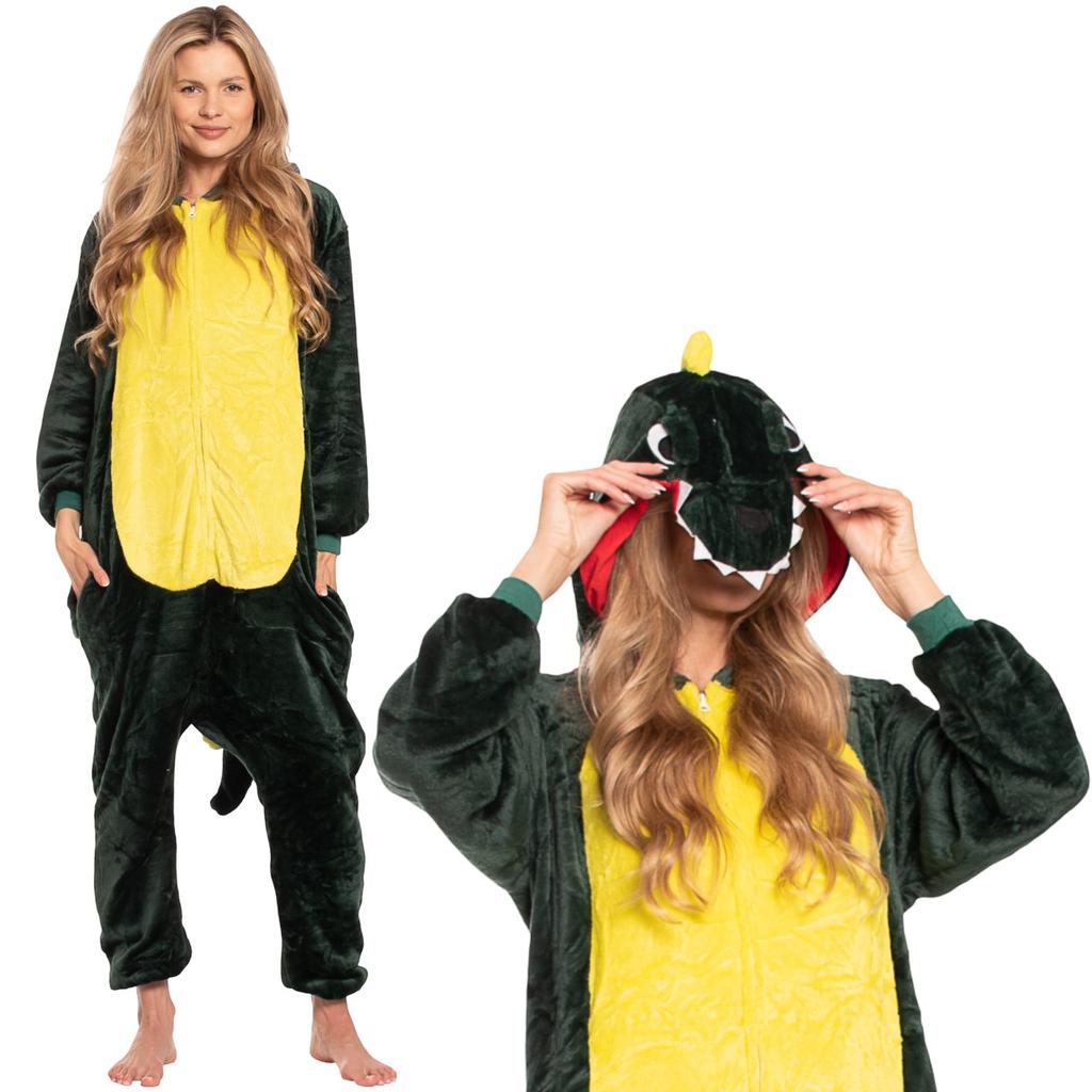 Piżama damska kombinezon kigurumi onesie dinozaur zielony 175-185 cm xl