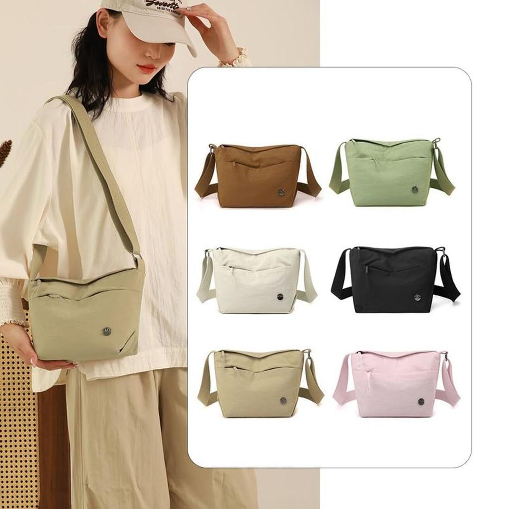 Jamport Wrinkled Nylon Compact Crossbody Shoulder Bag for Women (Off White)
