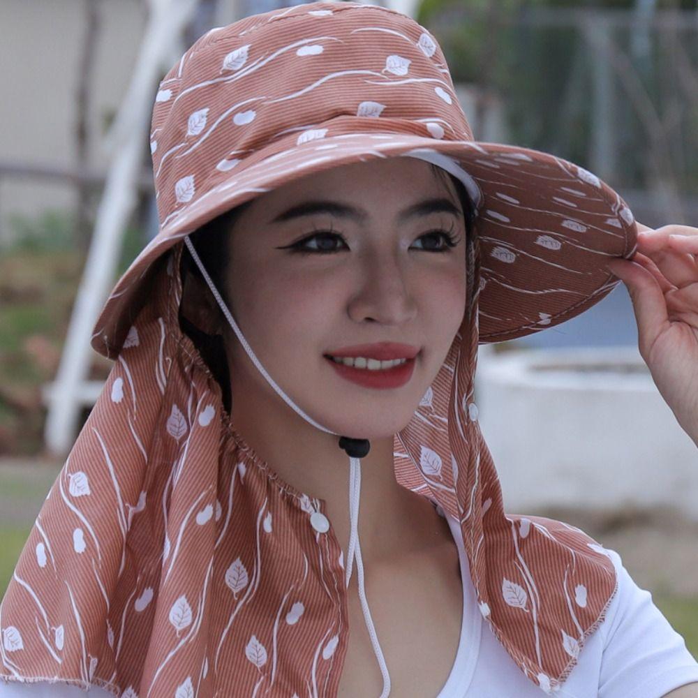 Sun Protection Cover Face Cap Neckline Mask Tea Picking Hat Portable Sunscreen Bucket Hat  Riding