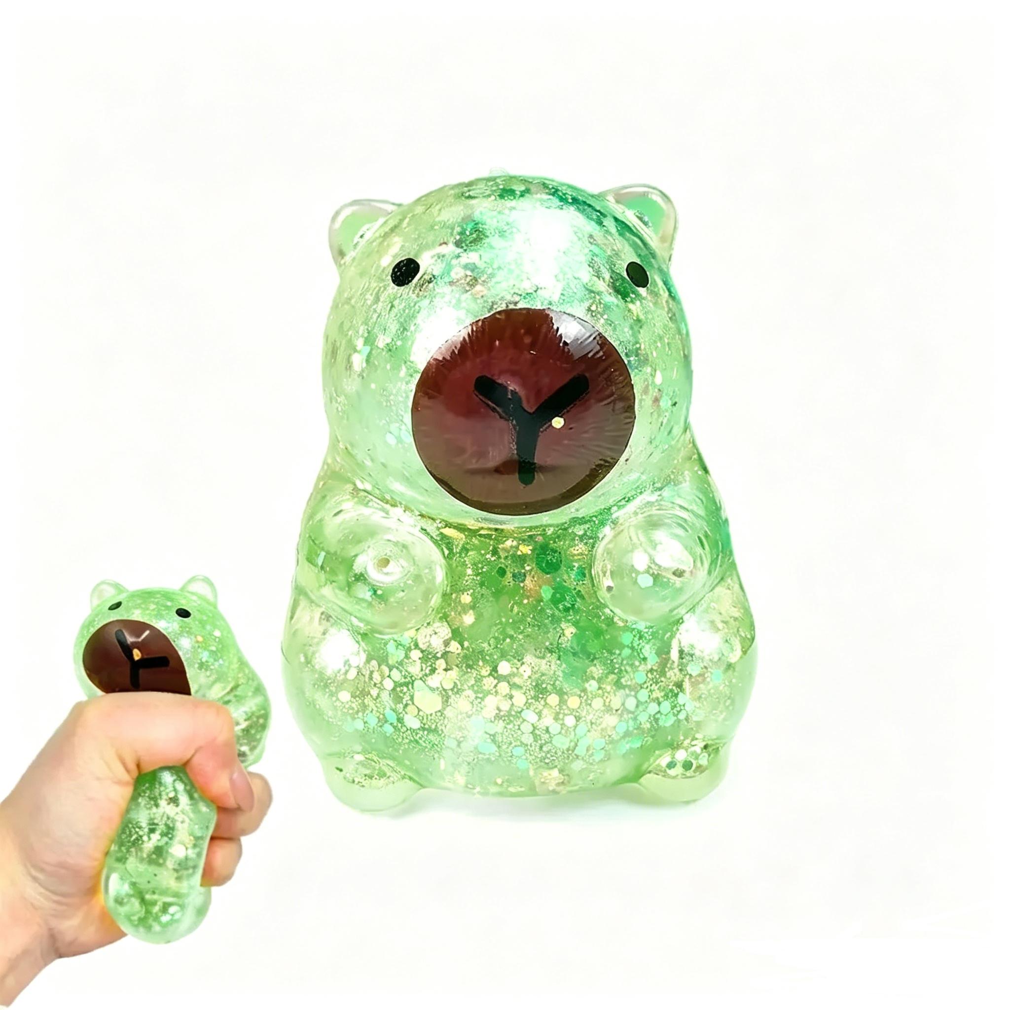 Glitter Capybara Squishy Speelgoed Stressverlichtend Speelgoed Handknijp Fidget Decompressie Speelgoed voor Volwassenen Kinderen Cadeau groen