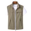 Men Waistcoat Stand Collar Sleeveless Zipper Closure Solid Color Vest Coat with Pockets Outdoor Fishing Waistcoat