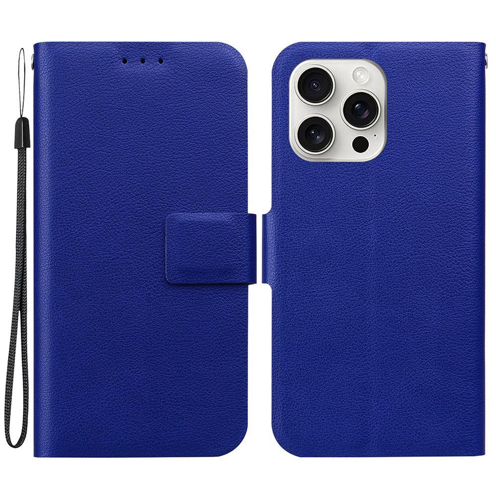 

For iPhone 16 Pro Max Case Ultra-Thin PU Leather+TPU Phone Cover with Card Slot Blue