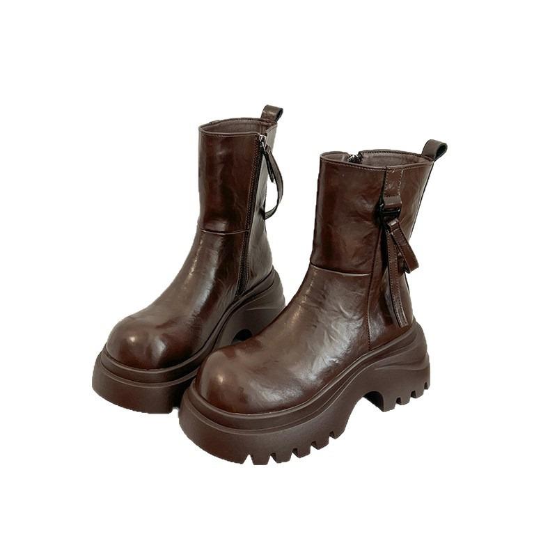 Maillard retro platform Martin boots women's new small height-increasing and thin side zipper thin boots