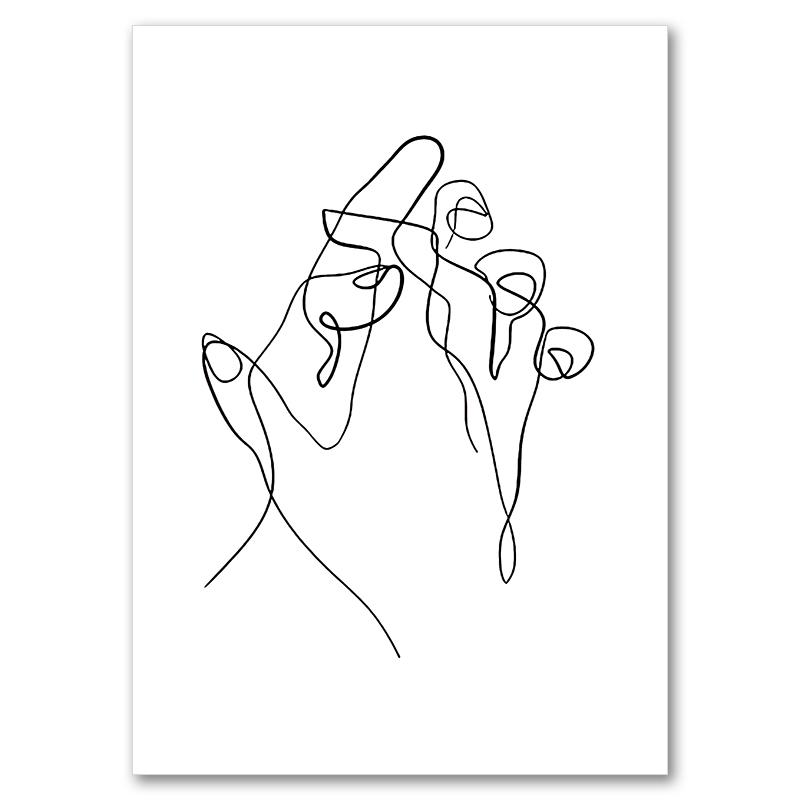 Love Heart Hands Line Girl Boy Abstract Nordic Posters And Prints Wall Art Canvas Painting Pictures For Living Room Decoration