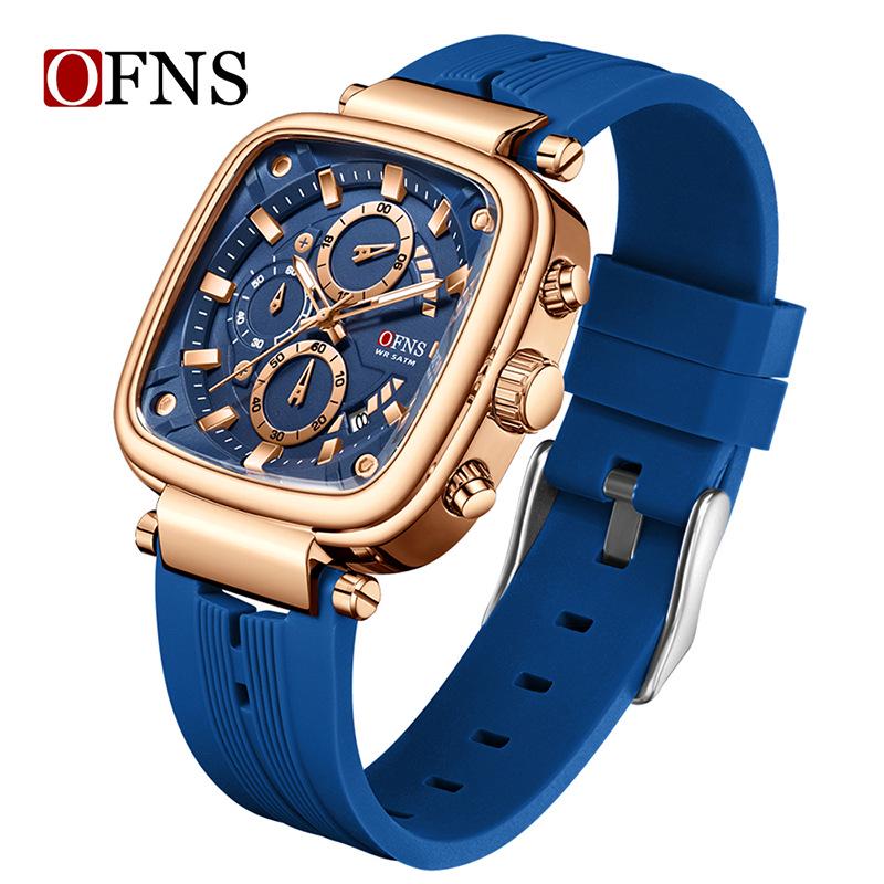 OFNS Creative Racing Dial Men's Square Chronograph: Luminous, Waterproof, Six-Hand Quartz Business Watch