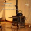 Portable Windproof Outdoor Stainless Steel Wood and Charcoal Camping Stove with Glass Heater and Grill