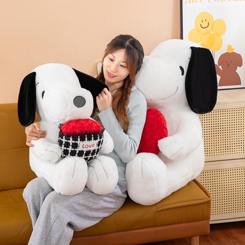Cuscino Peluche Snoopy Fiore Cuore - Grande Regalo di Compleanno per Bambine
