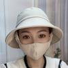 With Mask Agricultural Work Hat Bucket Hat Sunscreen Hat Fashion Tea Picking Cap  Unisex