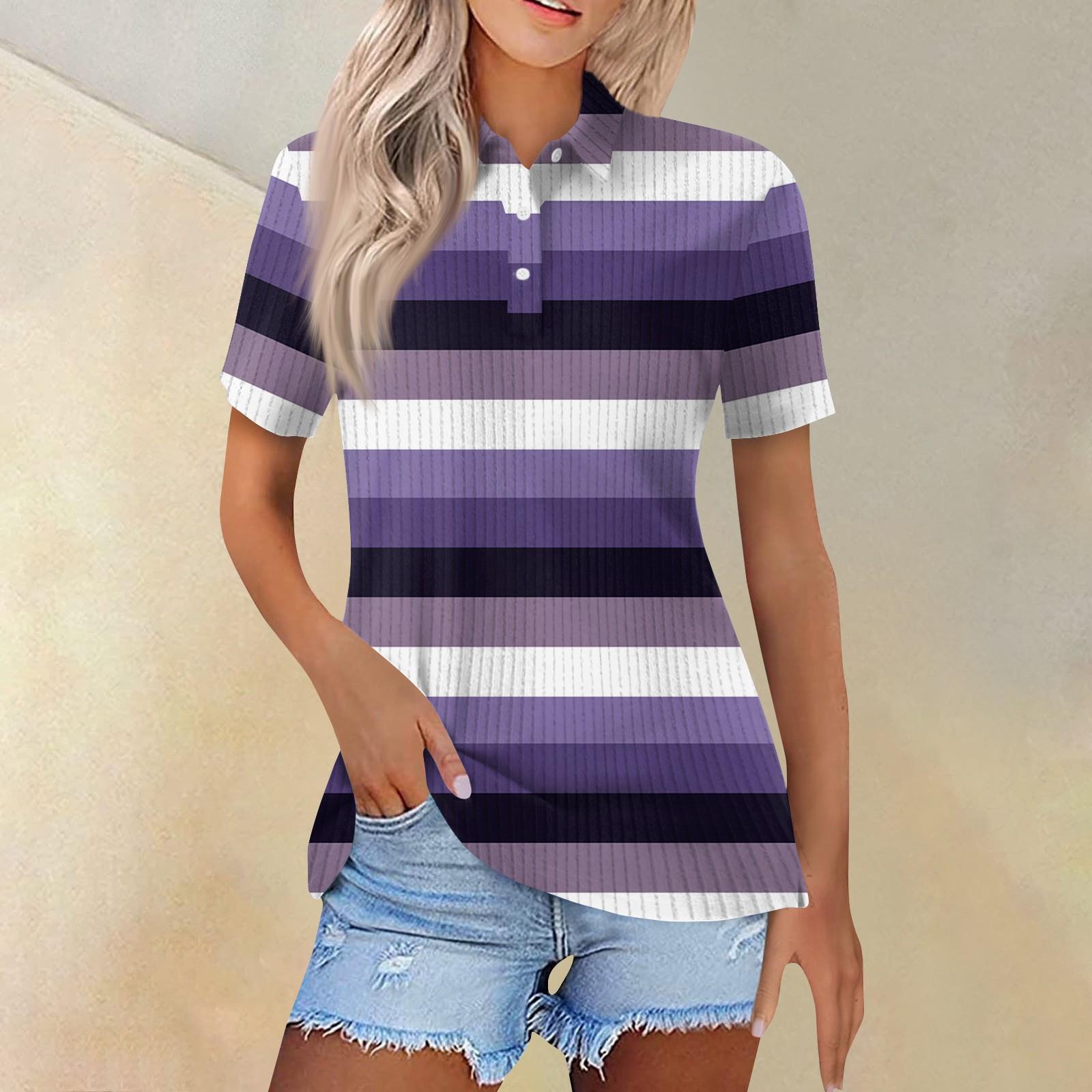 

Женская модная повседневная рубашка с короткими рукавами и принтом с лацканами, женские топы на пуговицах XL фиолетовый