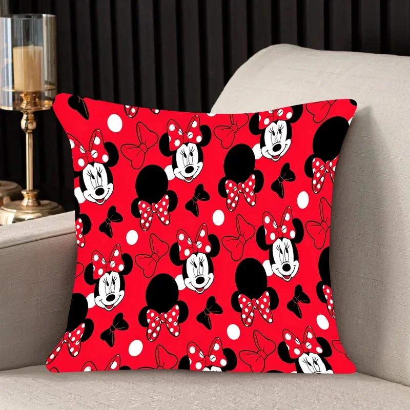Kissenbezug mit Donald Duck, Minnie und Mickey Mouse für Wohnzimmer, Schlafzimmer, Büro oder Auto, 45 x 45 cm, quadratisch