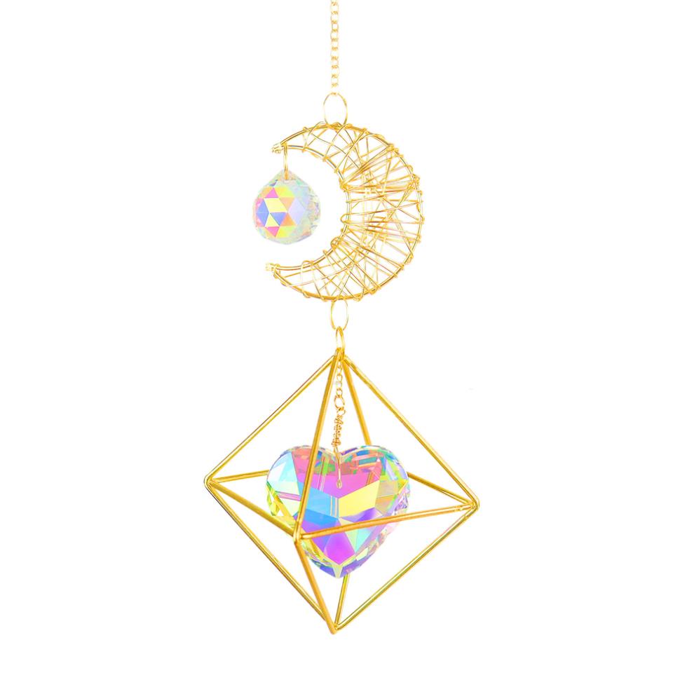 Crystal Prism Ball, Real Healing Crystal, Handcrafted Crystals, Stunning Light Display for Home Office Garden Car Decoration, Drives Away Birds, Suita