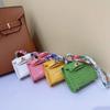 Mini Kelly bag pendant, crocodile pattern leather, cute miniature bag pendant, high-end car keychain, car pendant.
