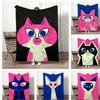 Illustration R-Retro Print Cat Series Throw Lightweight 240g Flannel Blanket Soft Skin-friendly for Summer Cooling