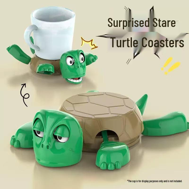 3D Turtle Coaster: Goofy Eyes, High Temp Resistant, Fun Desktop Ornament.