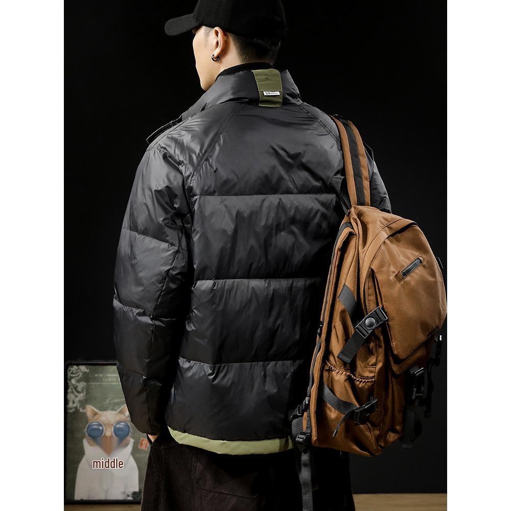Northeast Men's Stand Collar Thick Cotton Jacket - Autumn/Winter Casual Korean Style Color Block Outerwear.
