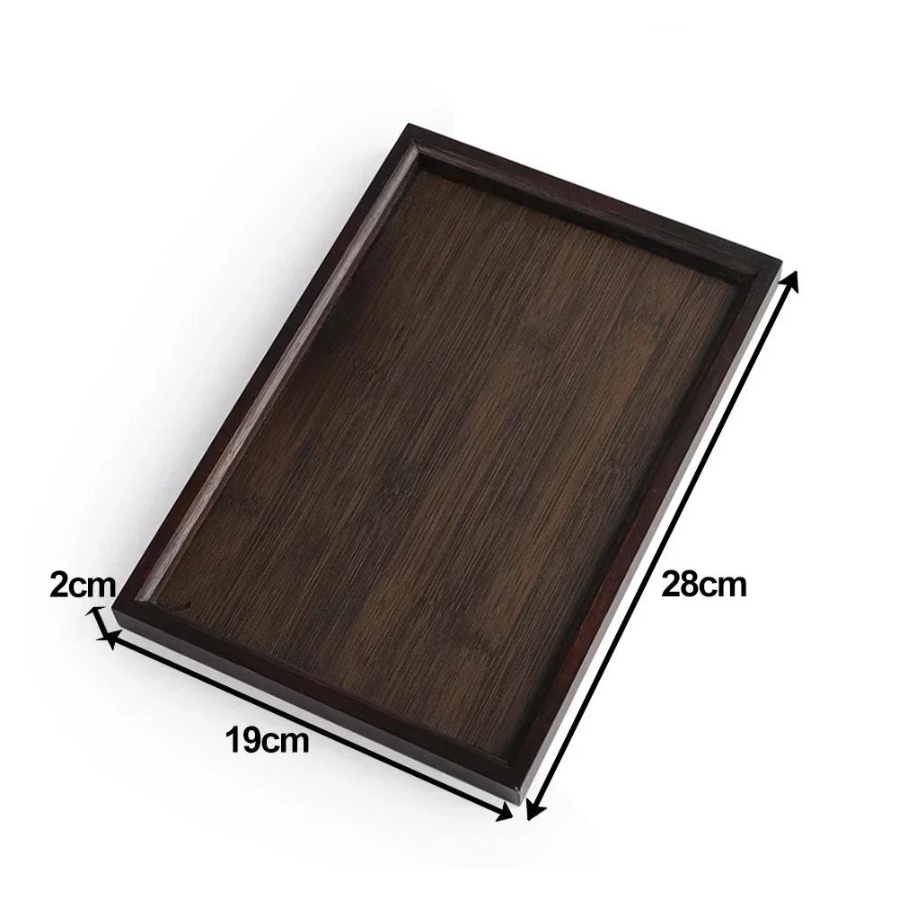 Elegant Wooden Rectangular Tea-Tray Solid Wood Tray Tea Cups Trays Stand Tray Wooden Hotel Dinner Plates Storage-Tray Tableware