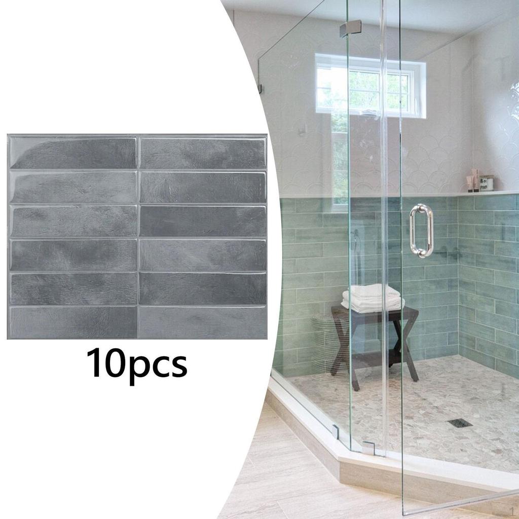 10 Pieces 9 x11.4inch Wall Tiles,Backsplash Tiles, Waterproof Bathroom 3D Thick Peel and Stick ,Self